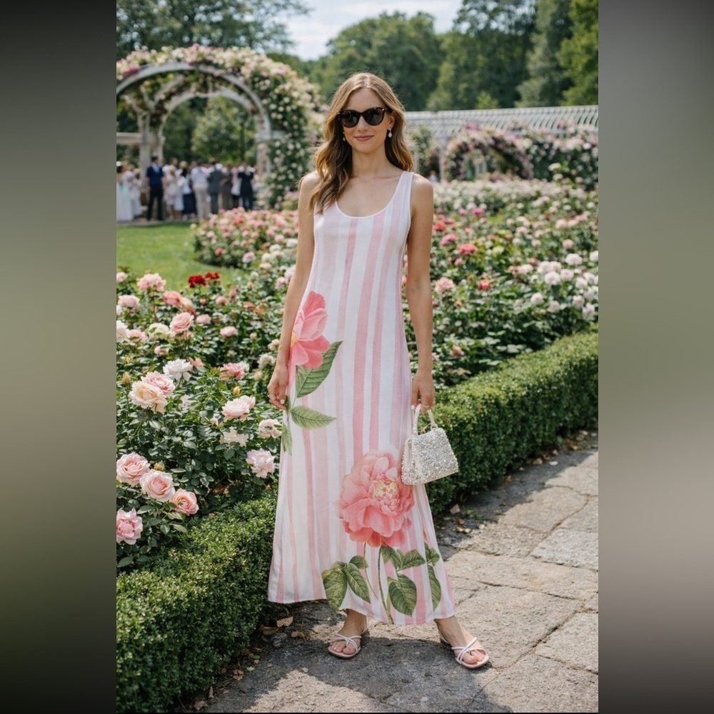 Silk 27% Aston Studio Anthropologie Poppy Scoop-Neck Maxi Dress size 8.